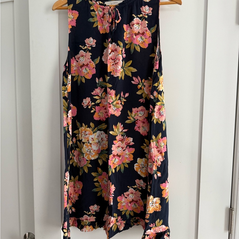 LOFT Floral Mini Dress - Navy and Pink